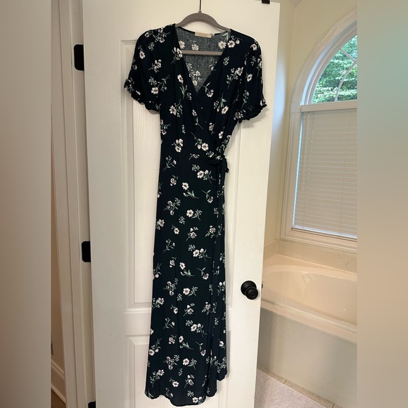 Navy Floral Maxi Dress Size M - Picture 1 of 3